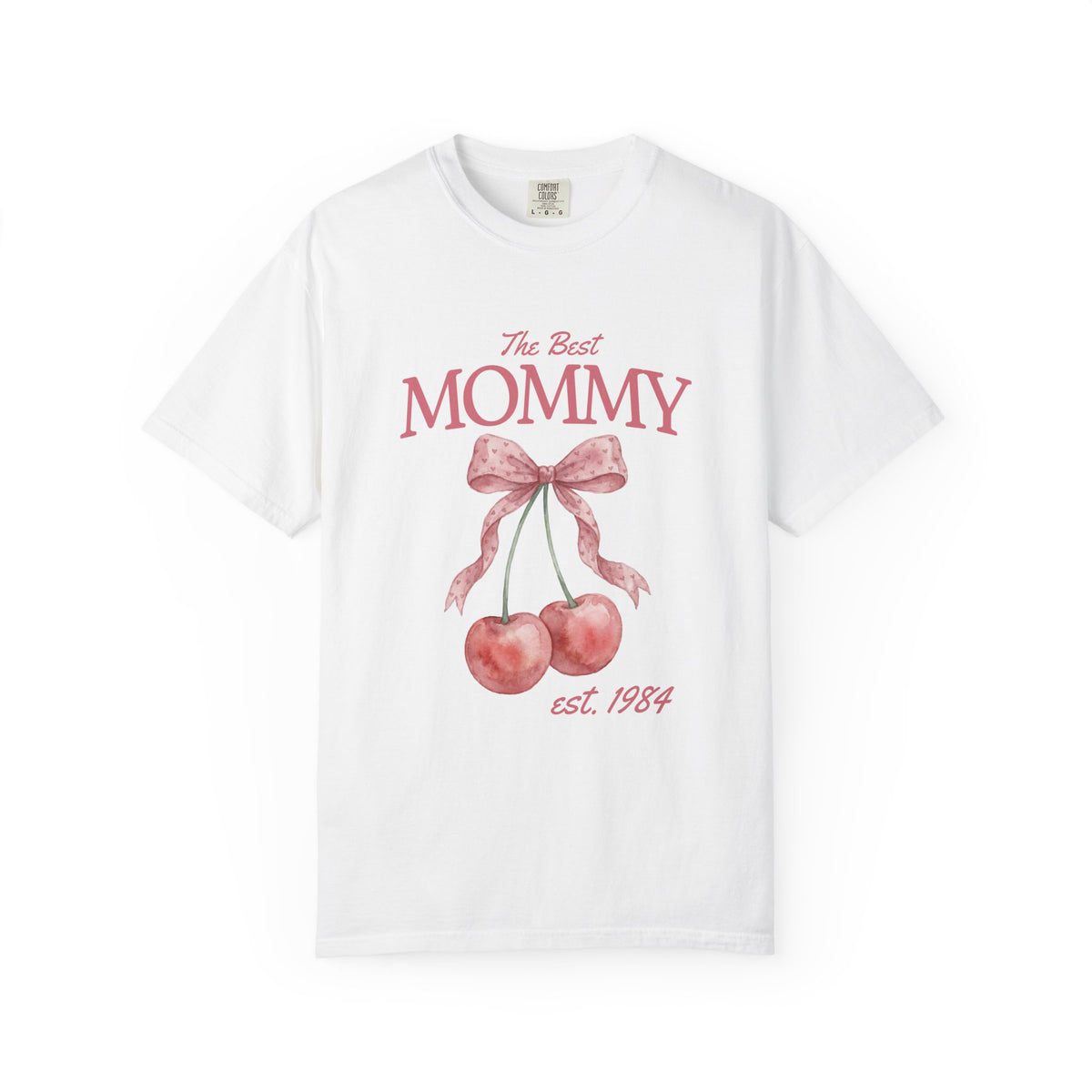 Personalised Comfort Colors Mom Shirt shirt styled as a flat lay