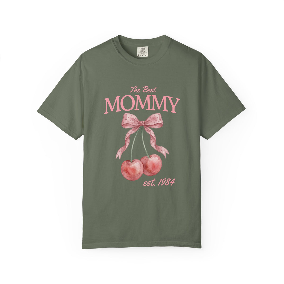 Personalised Comfort Colors Mom Shirt shirt worn by a model, front view