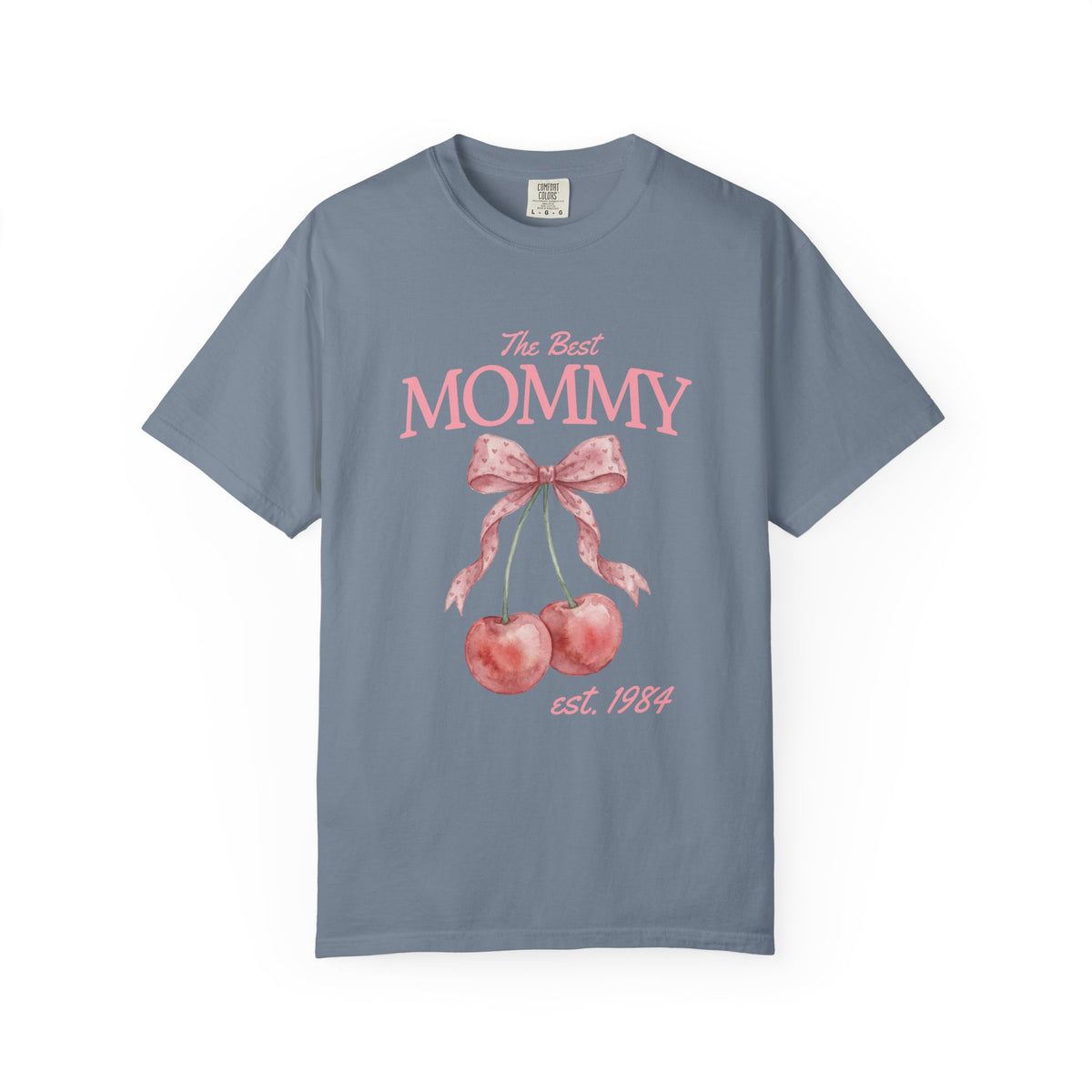 Personalised Comfort Colors Mom Shirt shirt worn by a model, side view