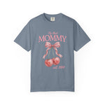 Personalised Comfort Colors Mom Shirt shirt worn by a model, side view