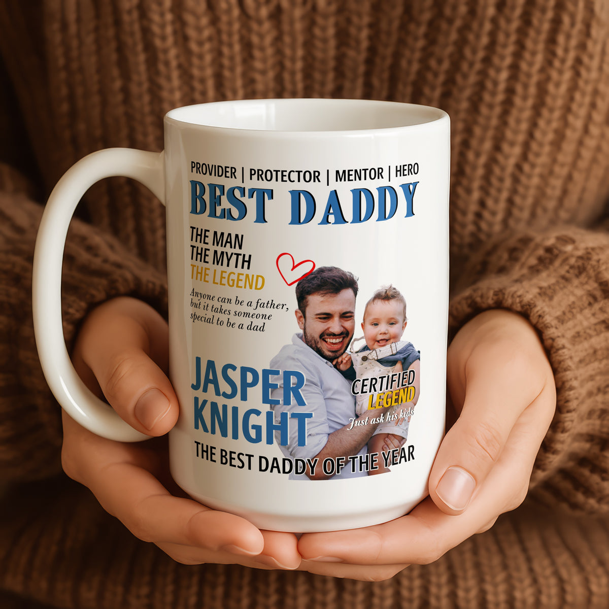 Personalised Dad mug in close-up detail