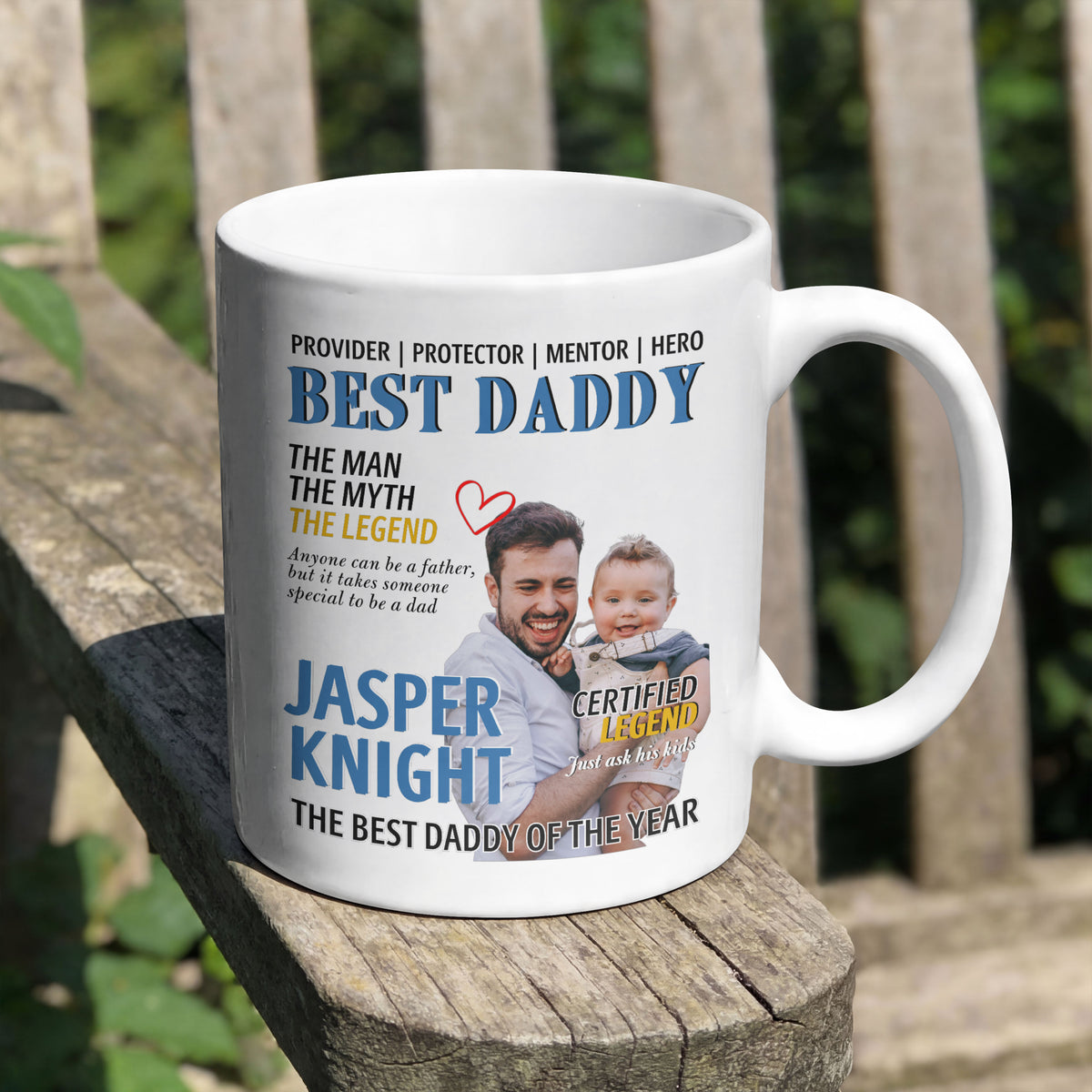 Personalised Dad mug, front view on white background (variant 2)