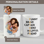 Personalised Dad FATHER Acrostic Cartoon mug in close-up detail
