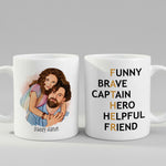 Personalised Dad FATHER Acrostic Cartoon mug from a side angle