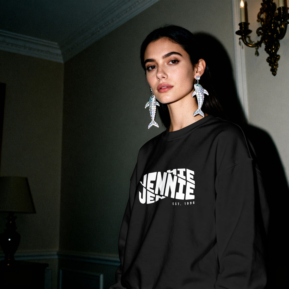Personalised Embroidered sweatshirt, front view on model (variant 4)