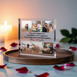 Personalised Engagement Acrylic Plaque, Photo Collage Gift plaque held in hand