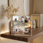 Personalised Engagement Acrylic Plaque, Photo Collage Gift plaque from a side angle