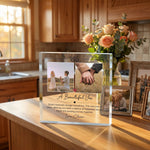 Personalised Engagement Acrylic plaque from a side angle