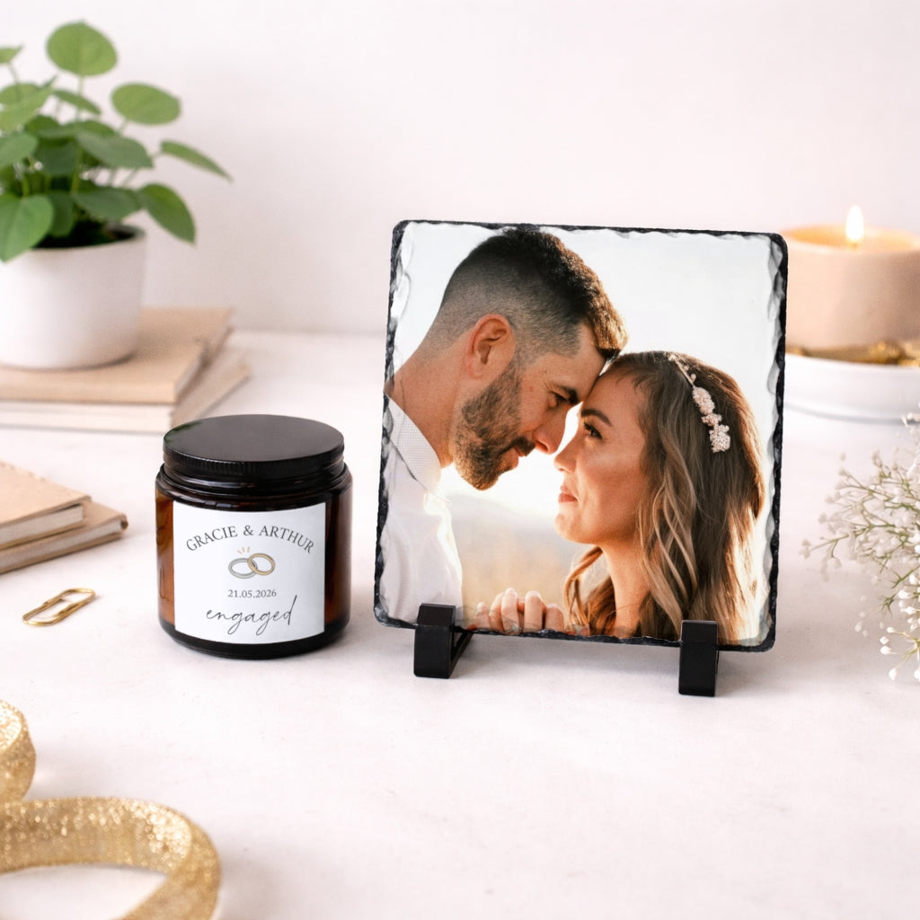 Personalised Engagement gift set, front view