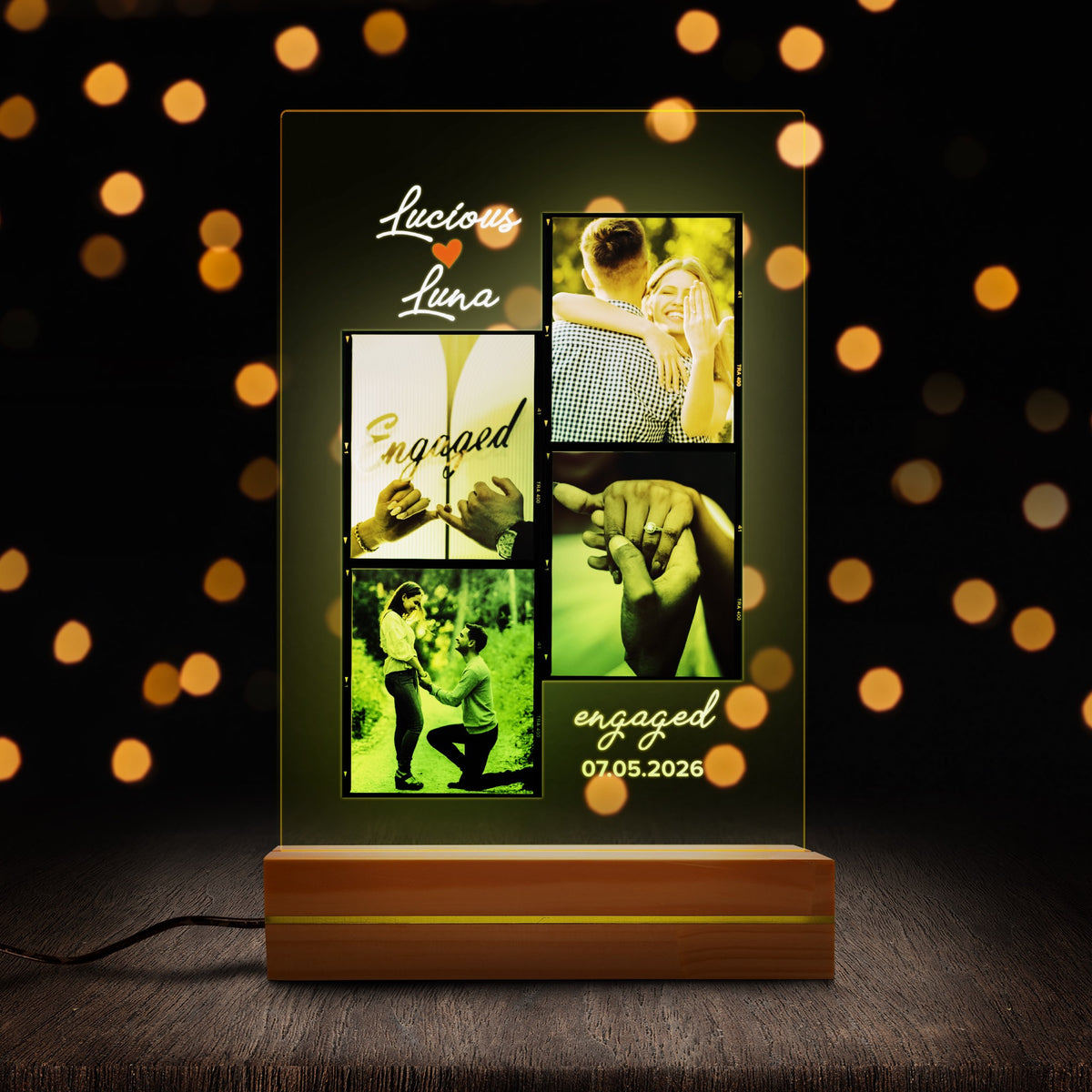 Personalised Engagement night light held in hand