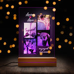 Personalised Engagement night light styled on a table setting
