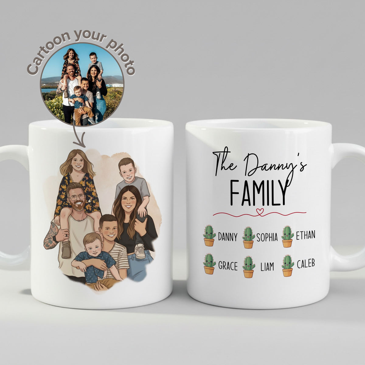 Personalised Family mug, front view on white background
