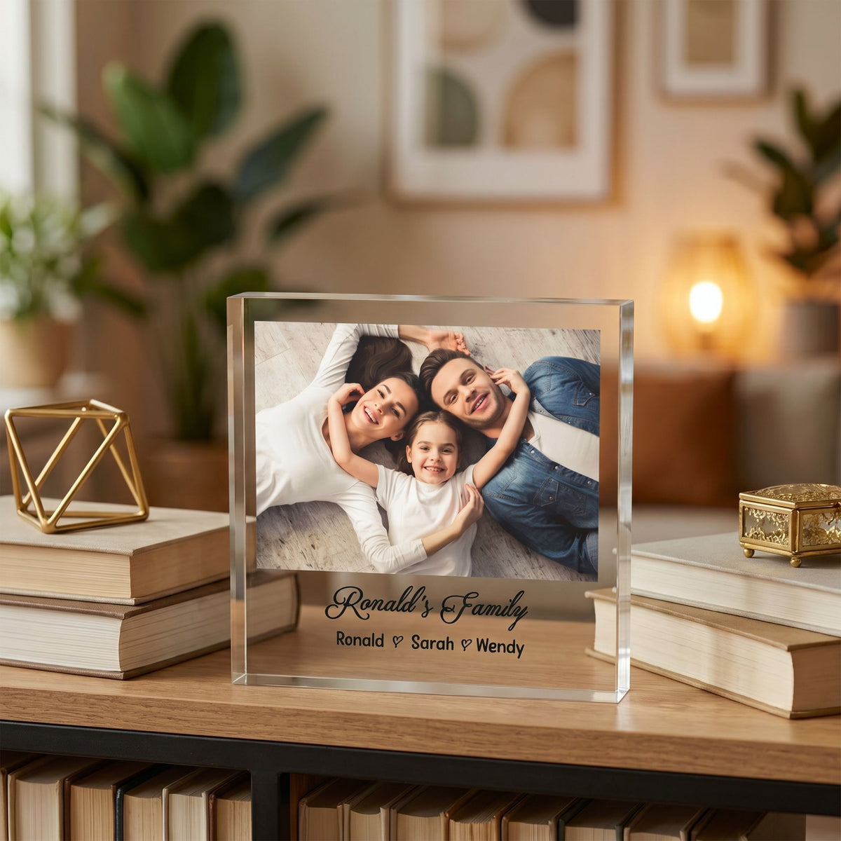 Personalised Family Photo plaque in close-up detail