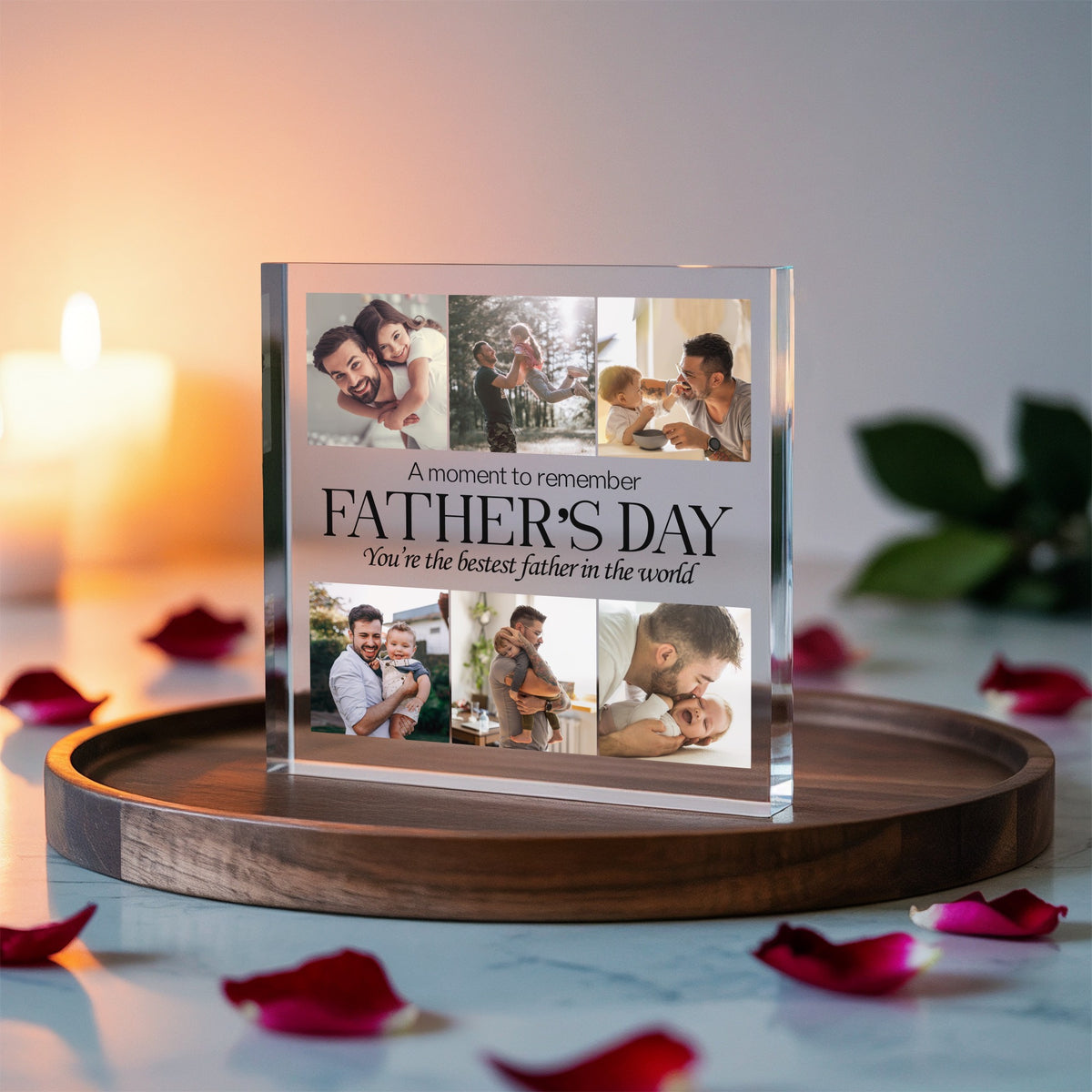Personalised Father's Day Photo plaque held in hand