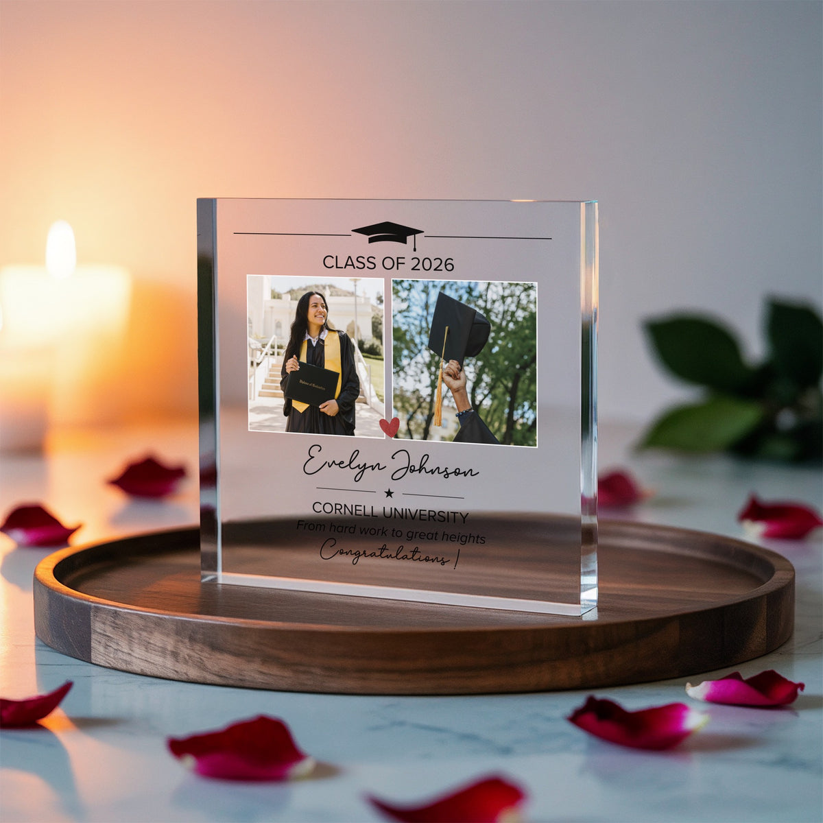 Personalised Graduation Acrylic Friends & Family plaque held in hand