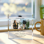 Personalised Graduation Acrylic Friends & Family plaque, front view on white background