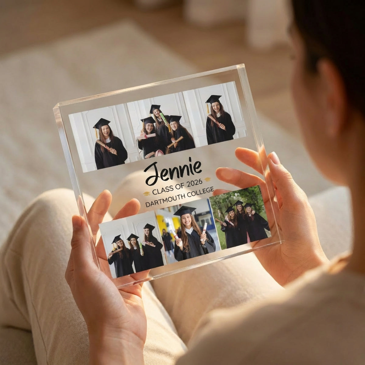 Personalised Graduation Acrylic plaque in close-up detail