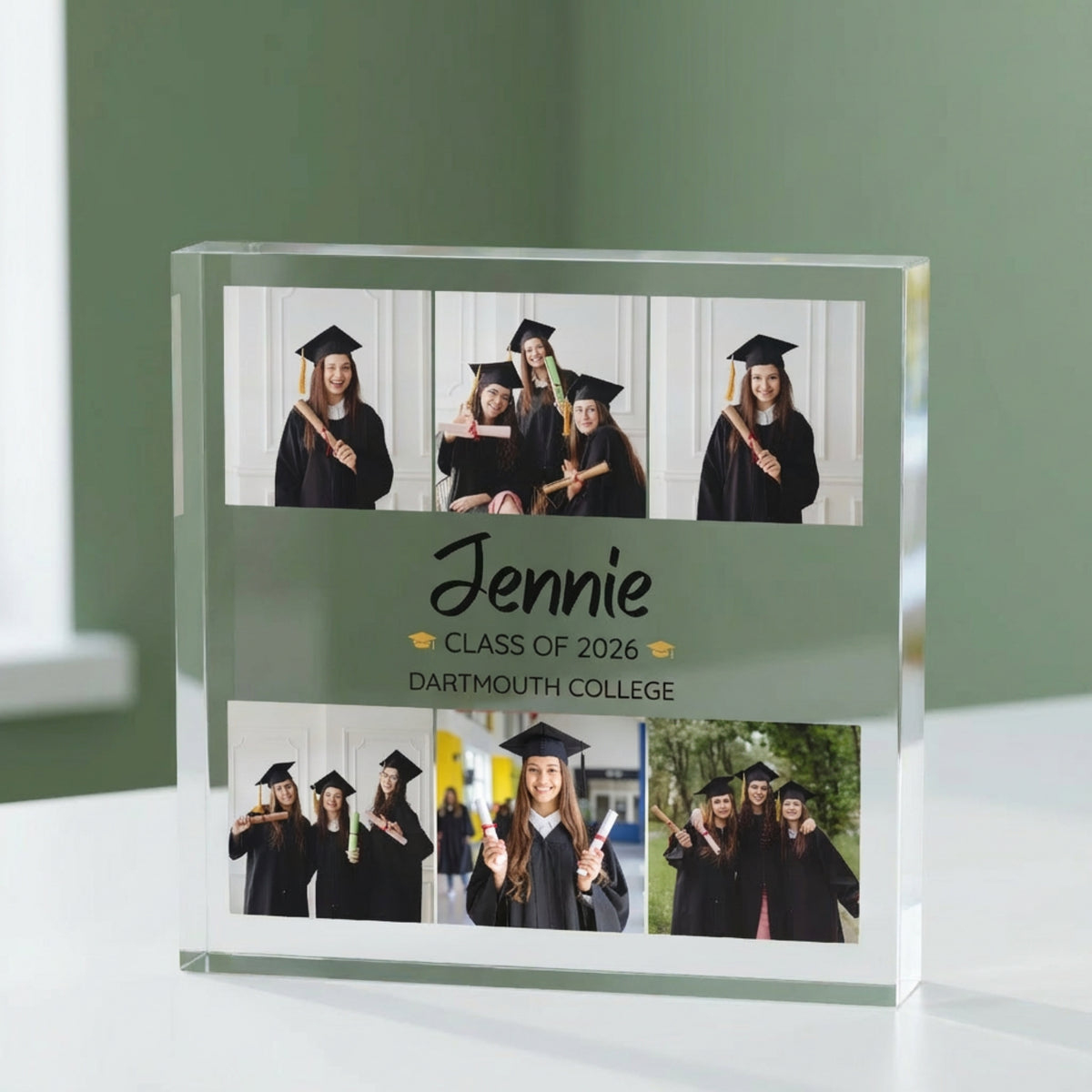 Personalised Graduation Acrylic plaque from a side angle