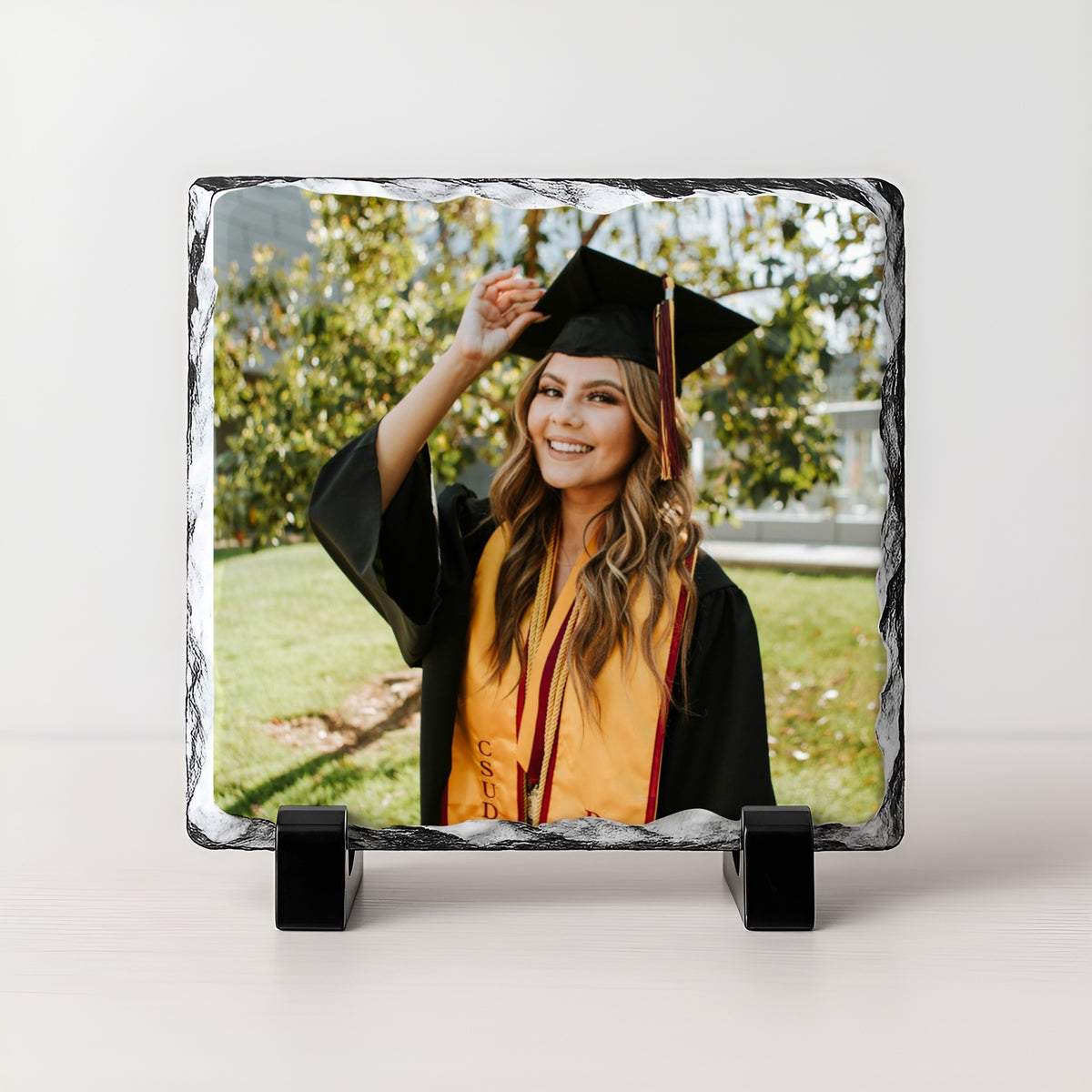 Personalised Graduation gift set from a side angle