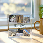 6x6 acrylic block version of the Personalised Hajj Gift Acrylic design in a lifestyle setting