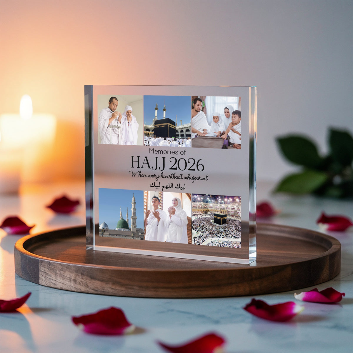 Personalised Hajj Gift Acrylic plaque held in hand