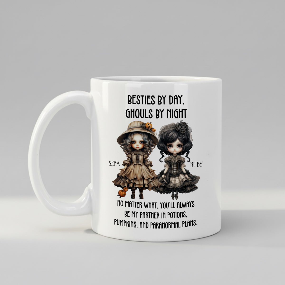Personalised Halloween Mug for Best Friend mug, front view on white background