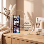 Personalised Heart Acrylic Graduation Strip & plaque held in hand
