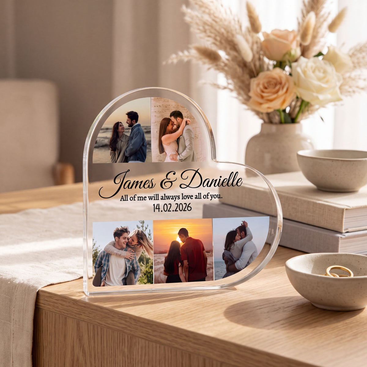 Personalised Heart Acrylic plaque held in hand