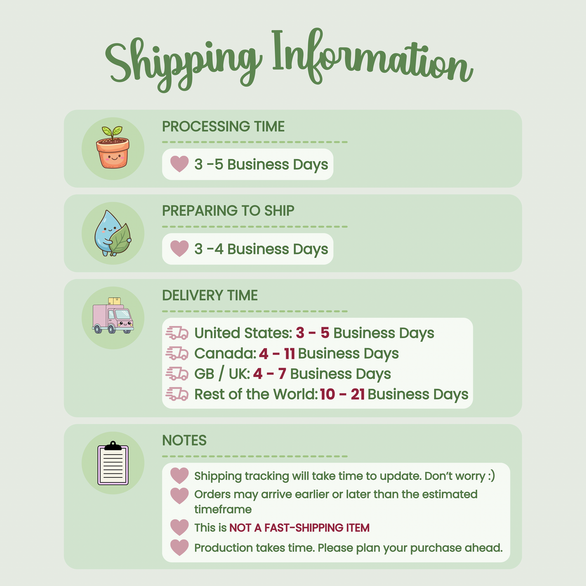 Shipping information guide for the Personalised Heart Acrylic plaque