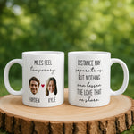 Personalised Long Distance Couple mug from a side angle