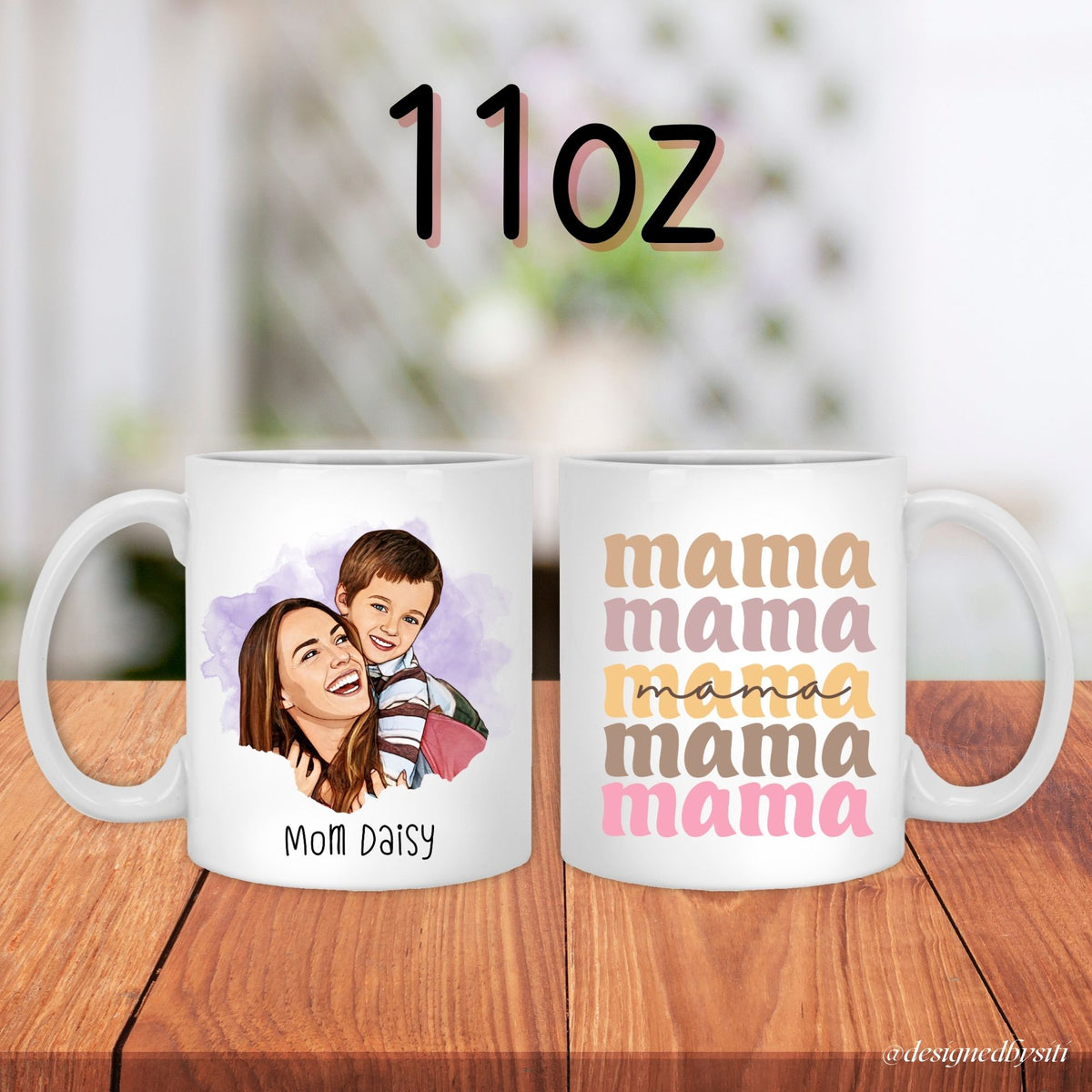 Personalised Mom Coffee mug in close-up detail