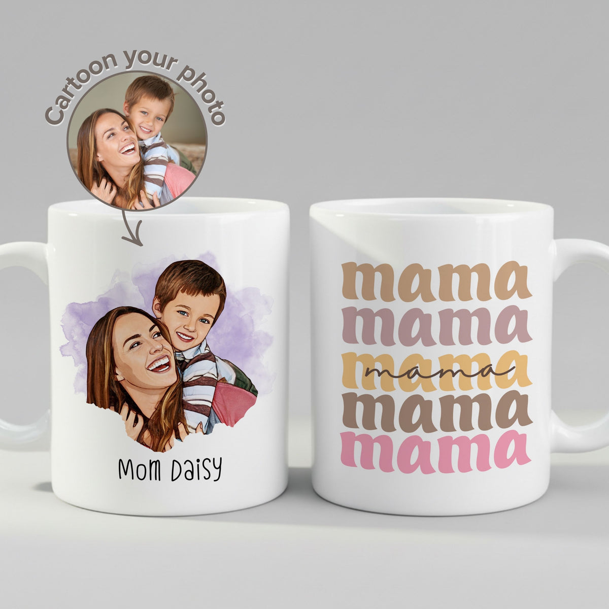 Personalised Mom Coffee mug, front view on white background