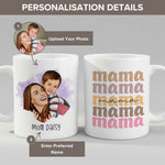 Personalisation guide for the Personalised Mom Coffee mug — name, photo and text fields