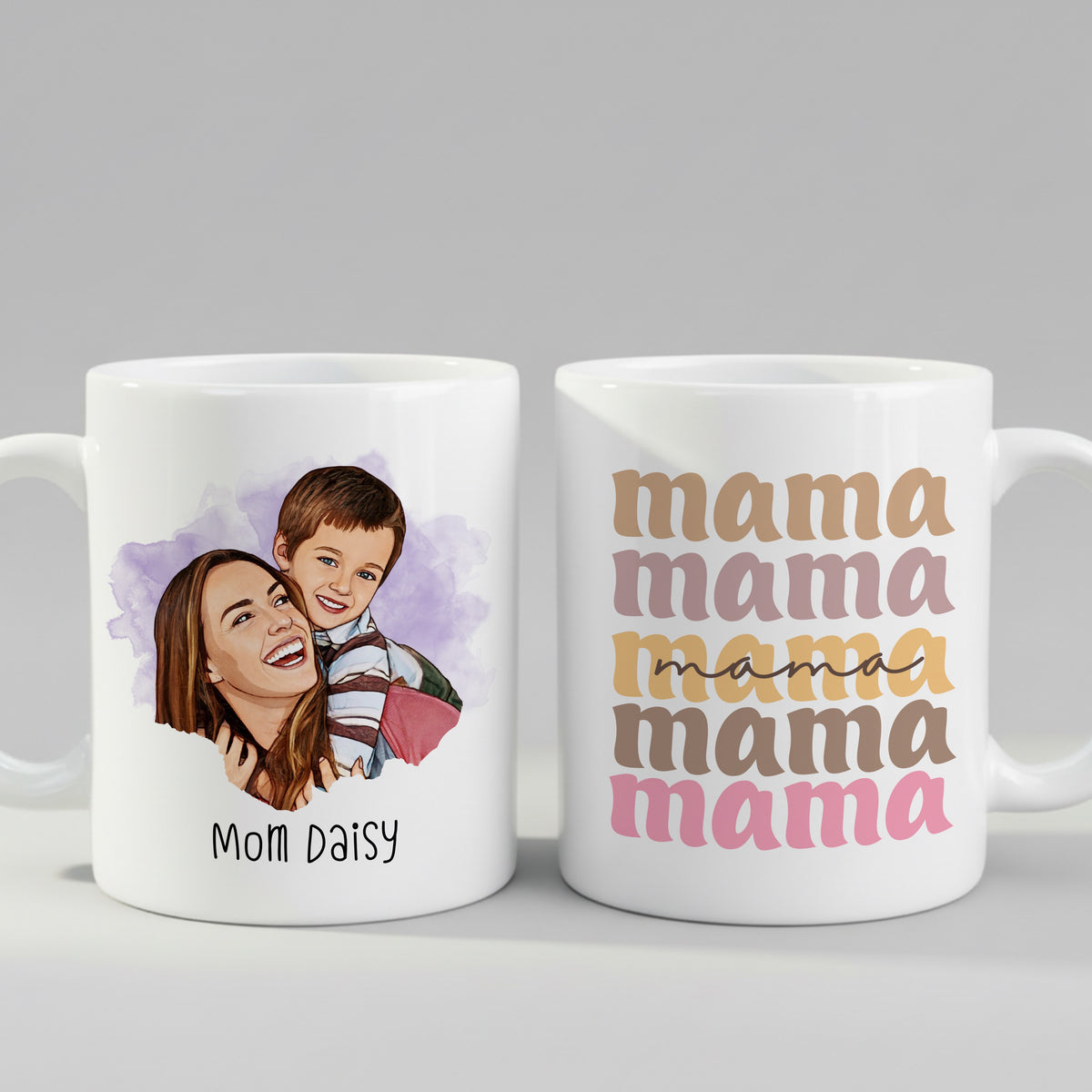 Personalised Mom Coffee mug from a side angle