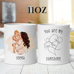 Personalised Mom Cartoon Photo & (2) mug held in hand
