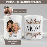 Personalised Mom Cartoon Photo & mug in close-up detail