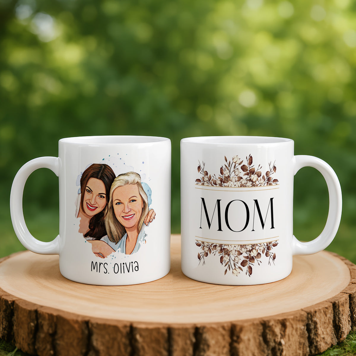 Personalised Mom Cartoon Photo & mug held in hand