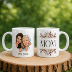 Personalised Mom Cartoon Photo & mug held in hand