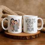 Personalised Mom Cartoon Photo mug in close-up detail