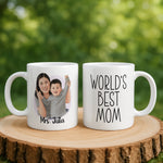 Personalised Mom Cartoon Photo mug held in hand