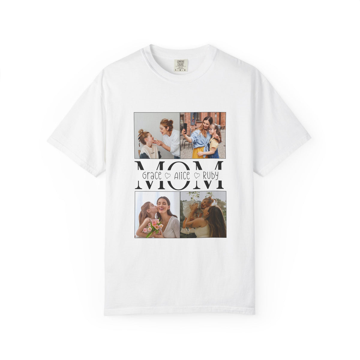 Personalised Mom Shirt shirt styled as a flat lay