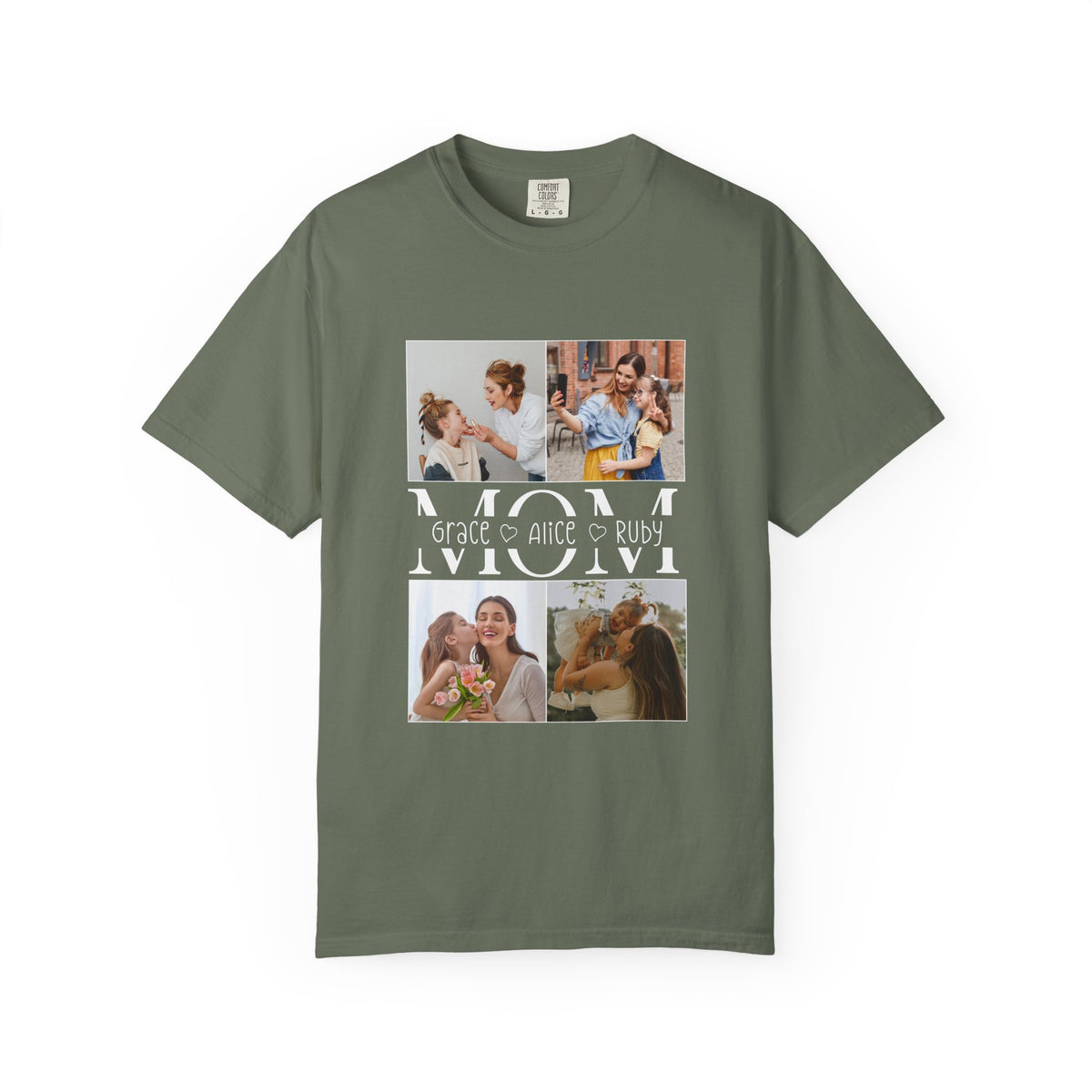 Personalised Mom Shirt shirt worn by a model, front view
