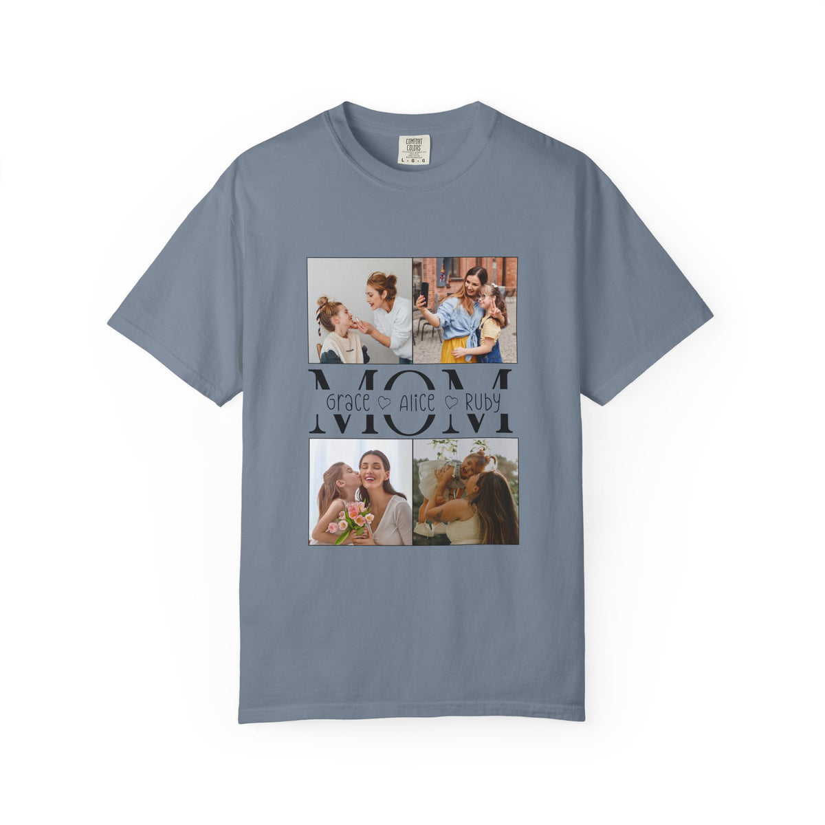 Personalised Mom Shirt shirt worn by a model, side view