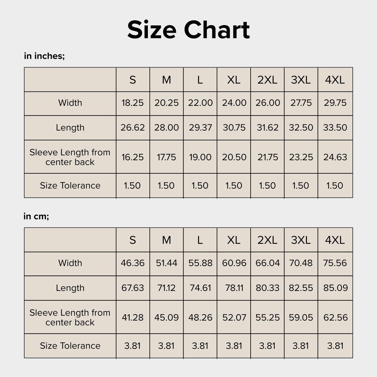 Size chart for the Personalised Mom Shirt shirt