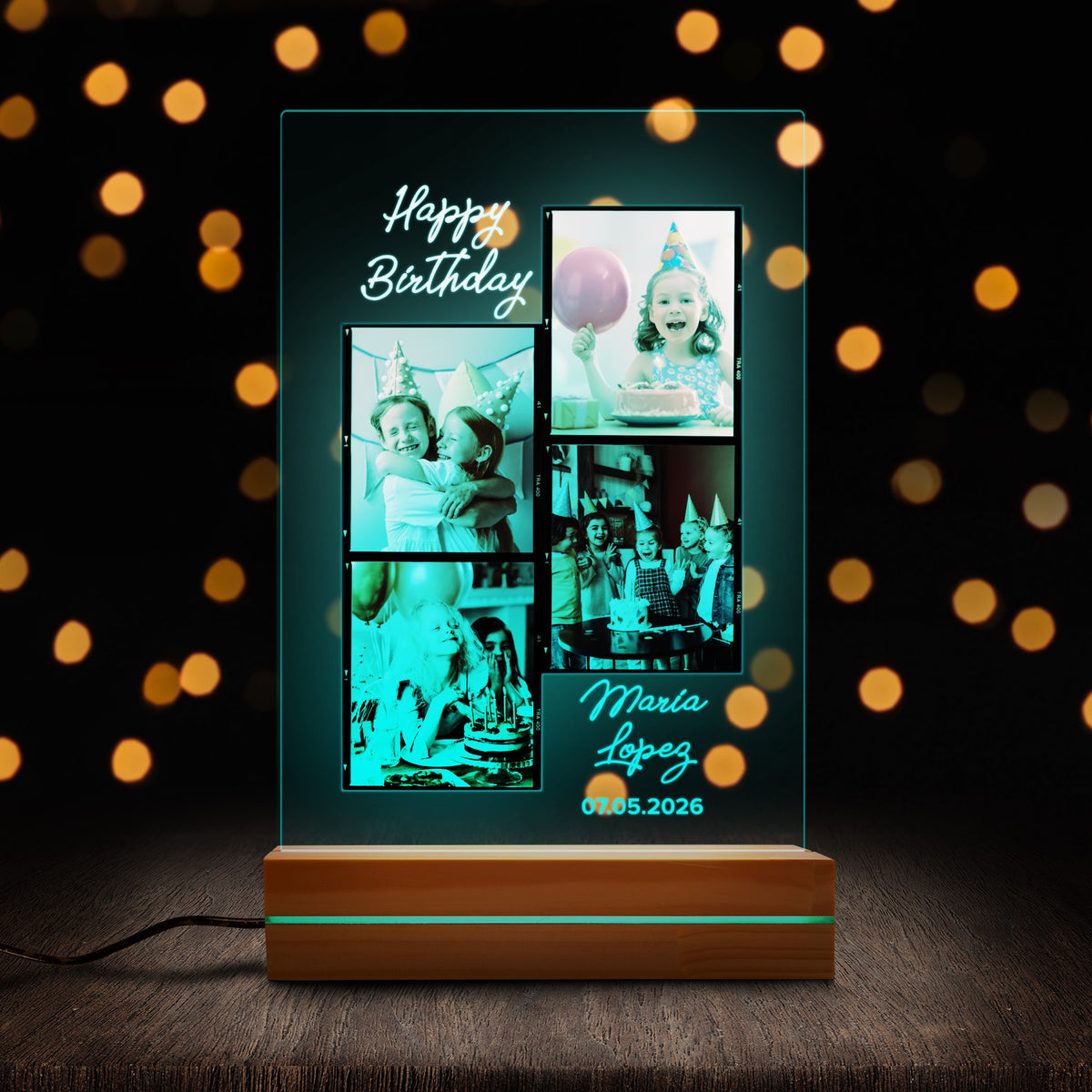 Personalised night light in close-up detail
