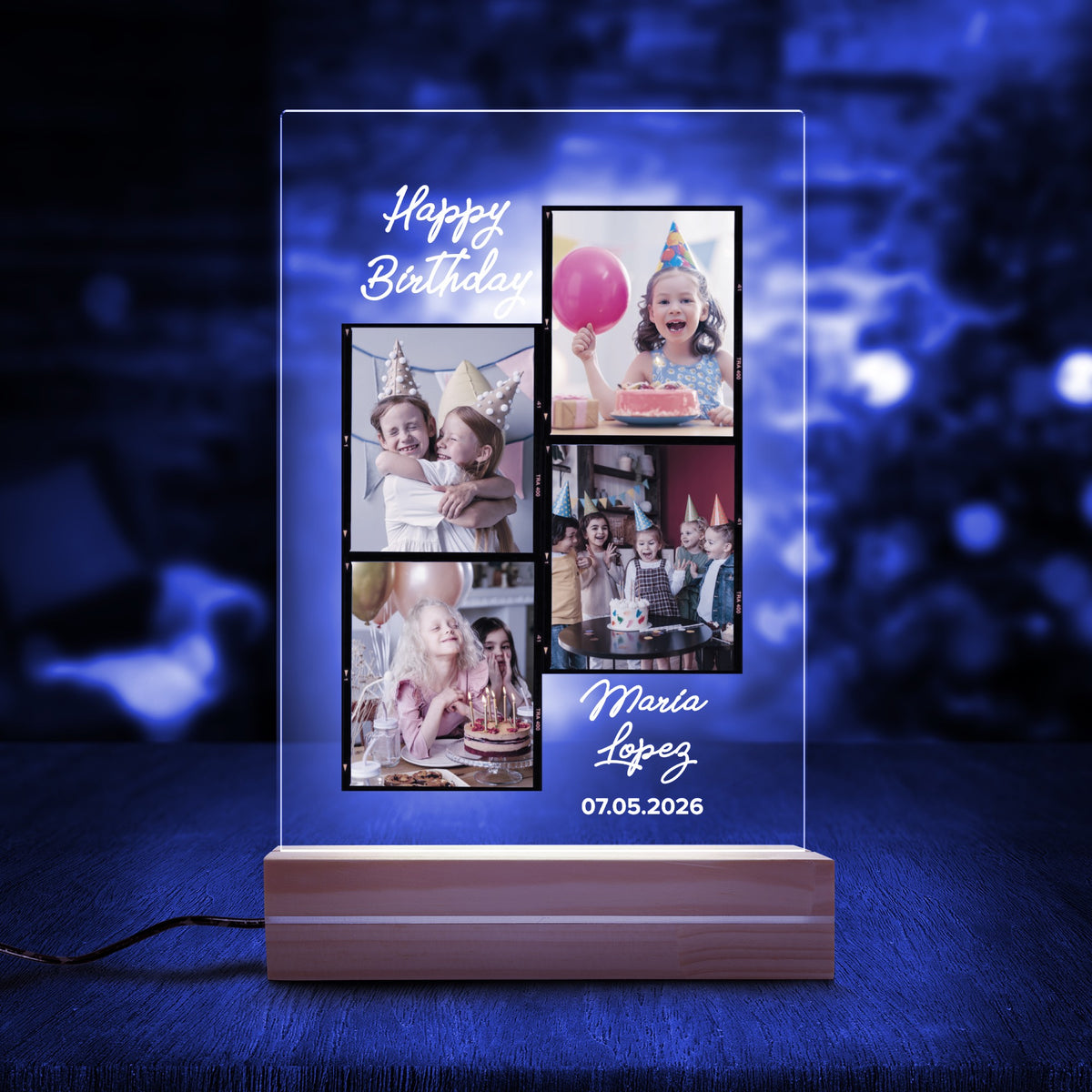 Personalised night light held in hand