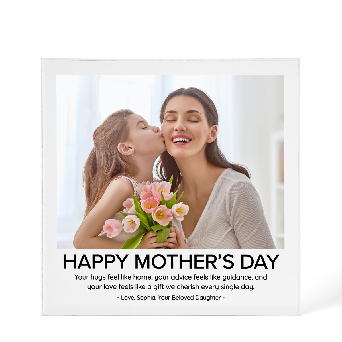 Personalised Photo Acrylic design shown as a 6x6 acrylic block version