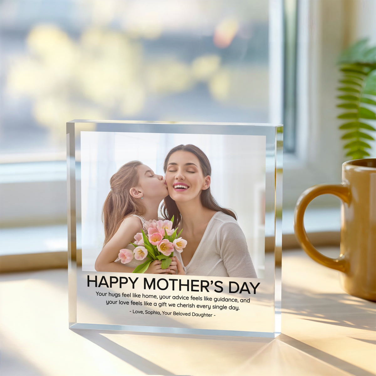 Personalised Photo Acrylic plaque, front view on white background