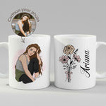 Personalised Photo Mug Cartoon Portrait mug, front view on white background