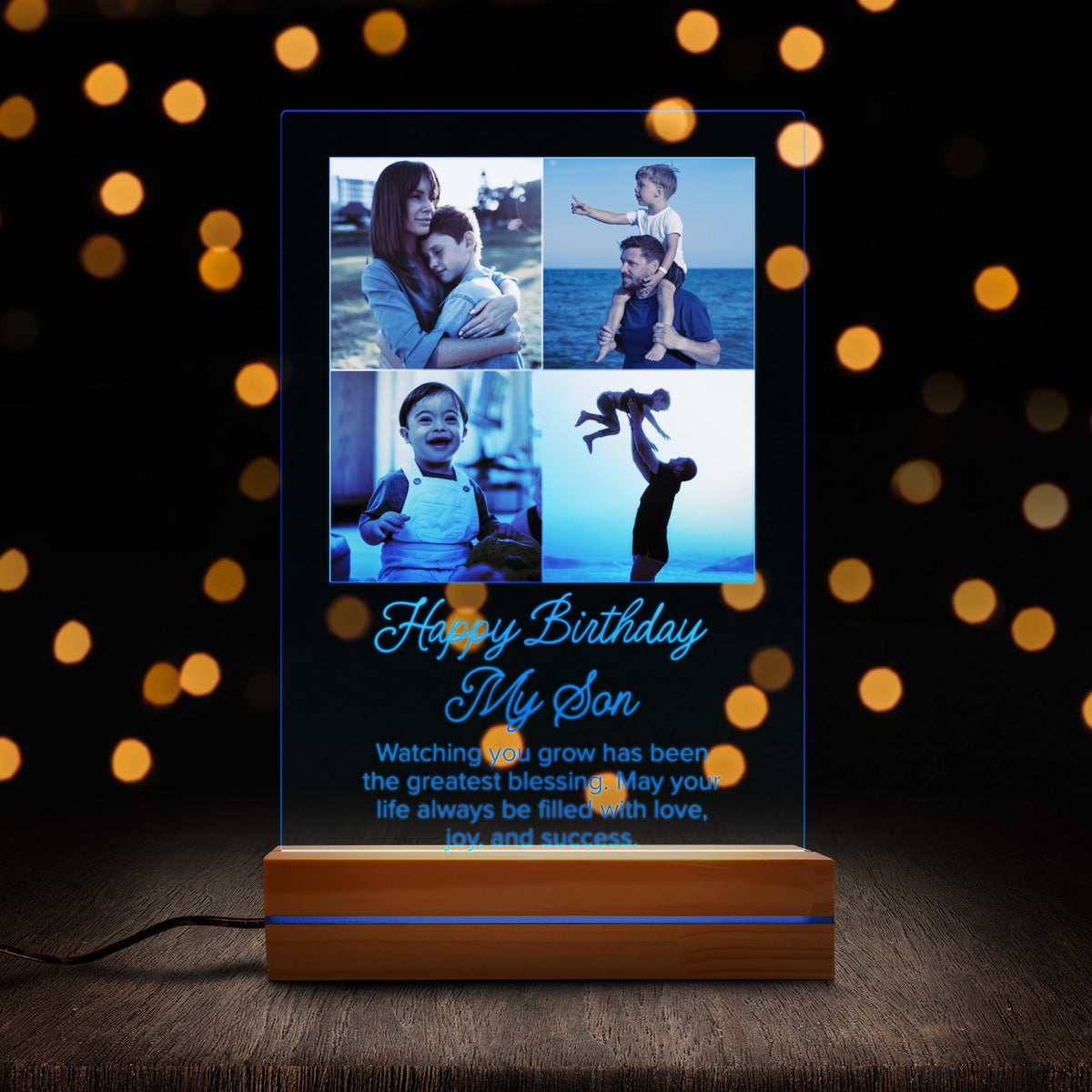 Personalised Photo Night Light for Son night light in close-up detail